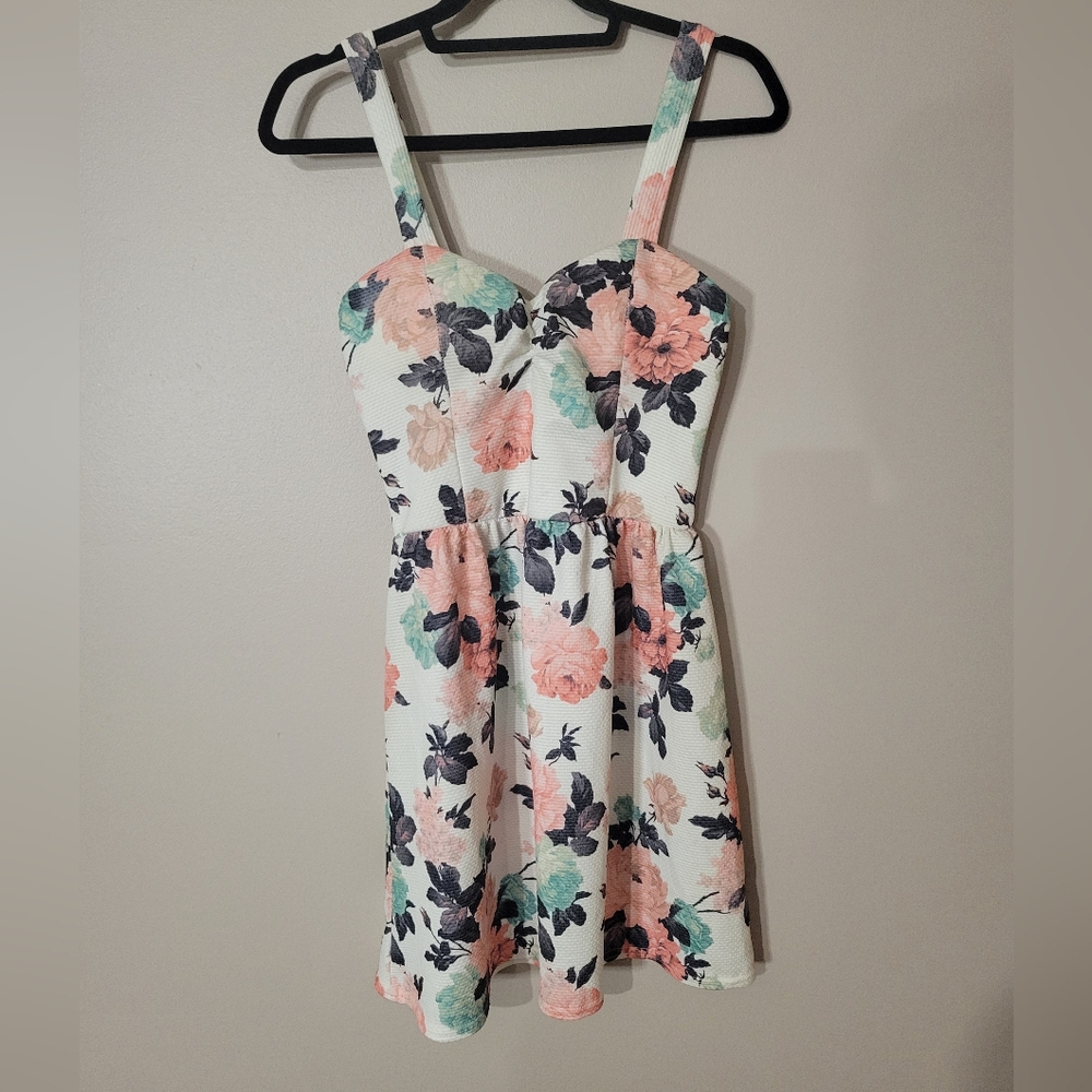 Cameo Rose Fitted Bodice Floral Tea Dress Size Large